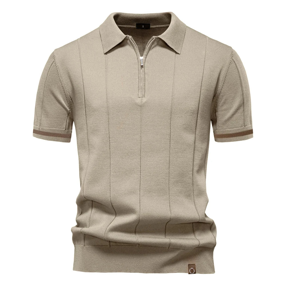 Men's Polo Shirt | Ribbed Zip-Neck Design