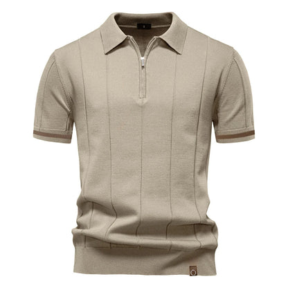Men's Polo Shirt | Ribbed Zip-Neck Design