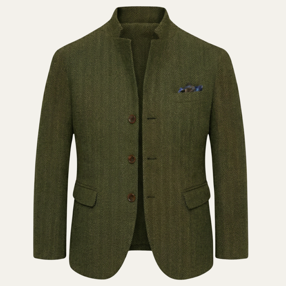 Men's Herringbone Blazer Slim Fit Single Breasted Jacket 3