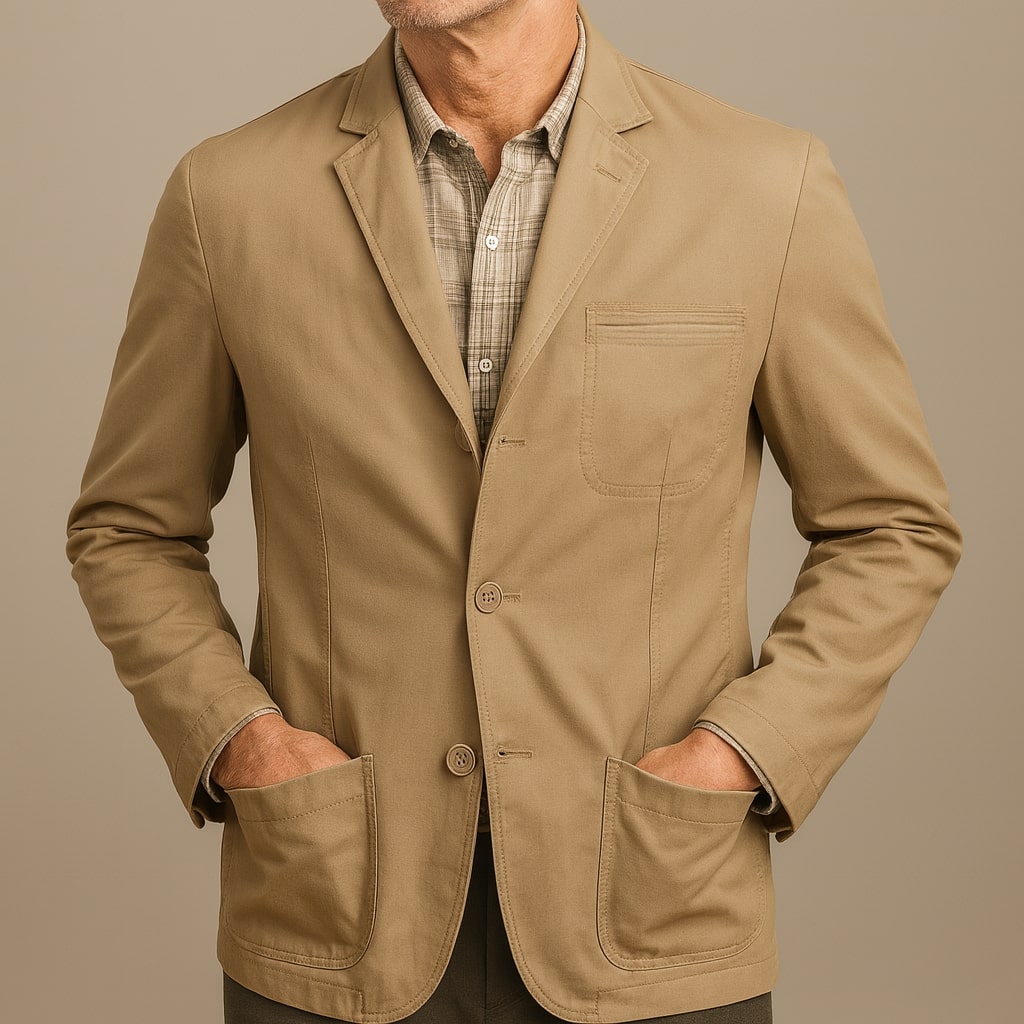 Men's Utility Blazer Structured Notched Lapel Jacket 6