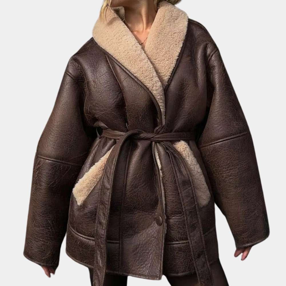 Women's Belted Trench Coat Tie Waist Jacket Outerwear 2