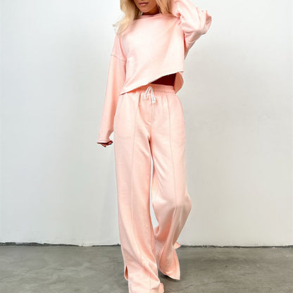Women's Cropped Sweatshirt Set | Relaxed Fit & Loose Sweatpants 7