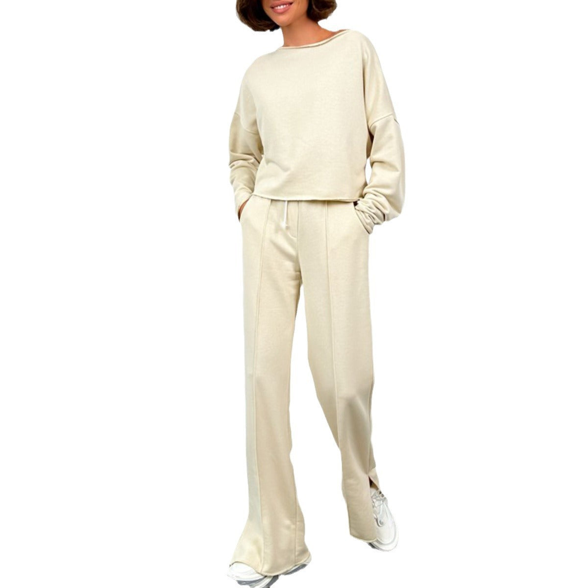 Women's Cropped Sweatshirt Set | Relaxed Fit & Loose Sweatpants 5