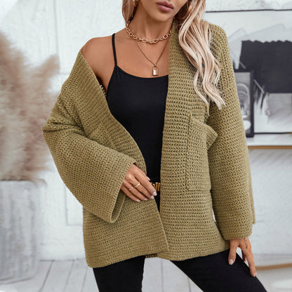 Women's Knitted Cardigan | Open Front & Large Pockets 1