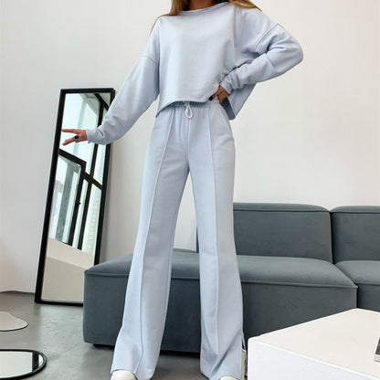 Women's Cropped Sweatshirt Set | Relaxed Fit & Loose Sweatpants 4