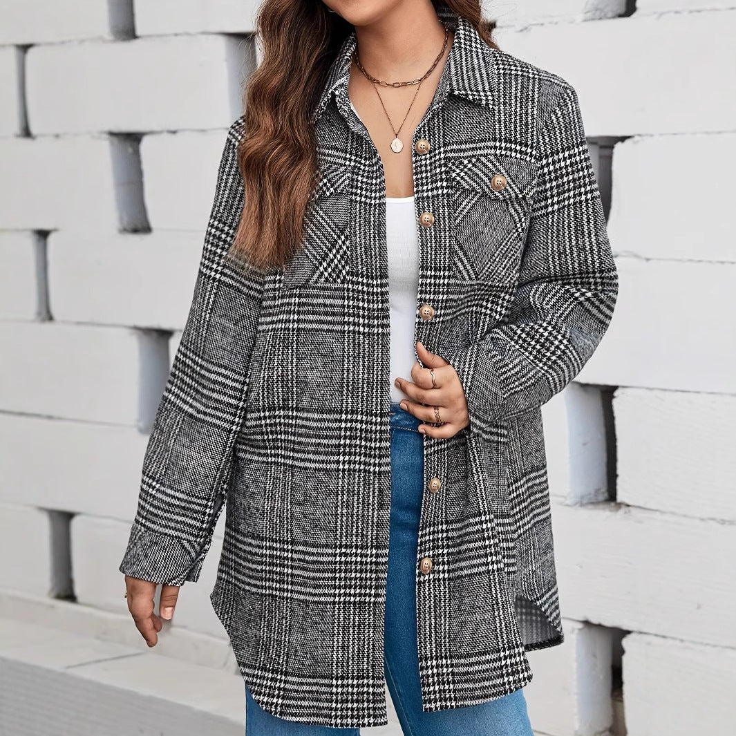 Women's Checked Jacket | Oversized Fit & Casual Style 1
