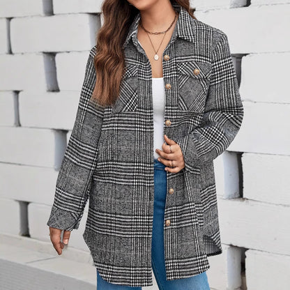 Women's Checked Jacket | Oversized Fit & Casual Style 1