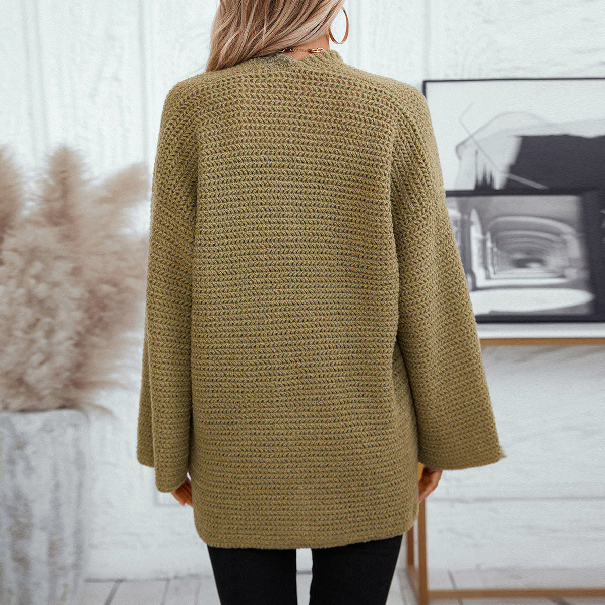 Women's Knitted Cardigan | Open Front & Large Pockets 2