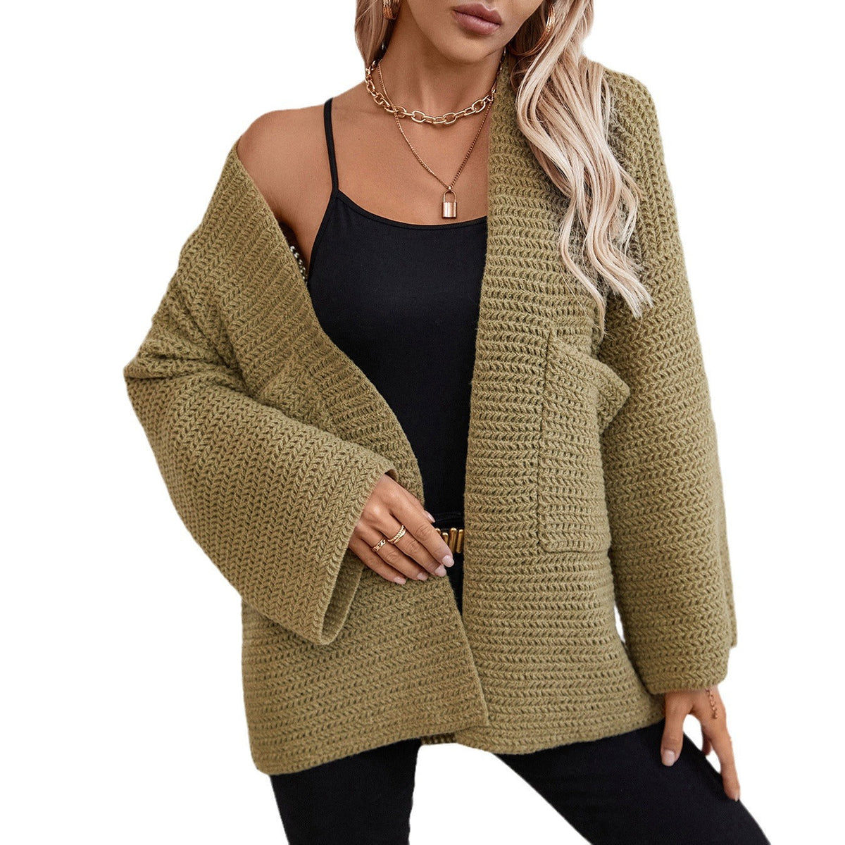 Women's Knitted Cardigan | Open Front & Large Pockets 5