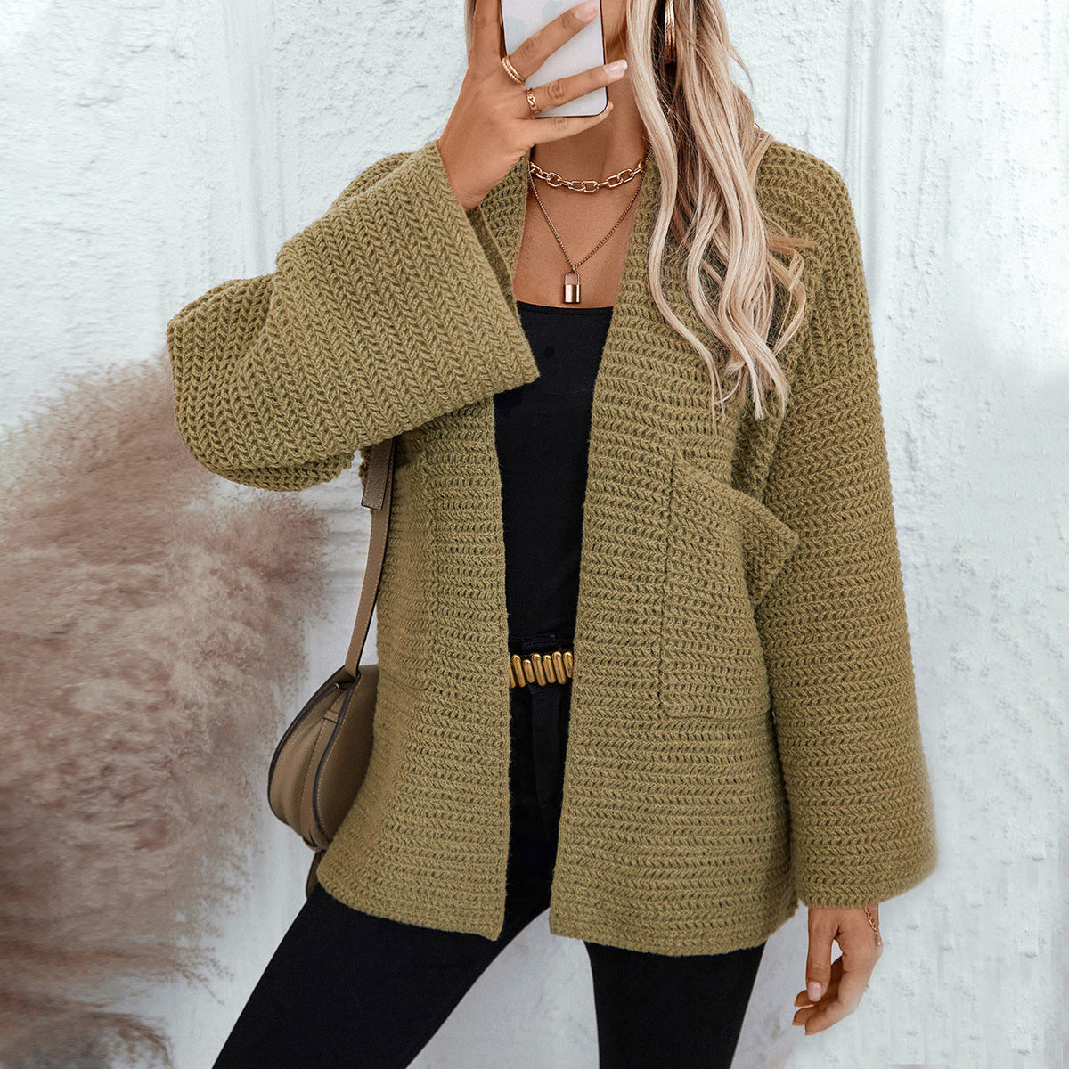 Women's Knitted Cardigan | Open Front & Large Pockets 3