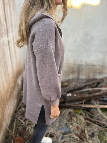 Chic Hooded Knit Cardigan for Everyday Wear