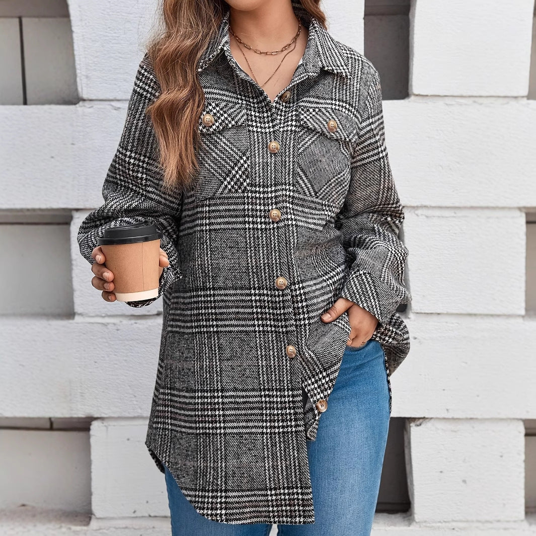 Women's Checked Jacket | Oversized Fit & Casual Style 3