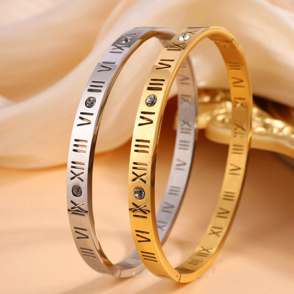 Stylish Titanium Roman Numeral Bracelet for Women