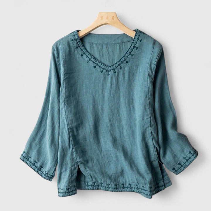 Taysia | Chic V-Neck Blouse for Any Occasion