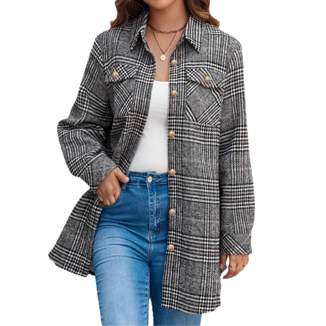 Women's Checked Jacket | Oversized Fit & Casual Style 4