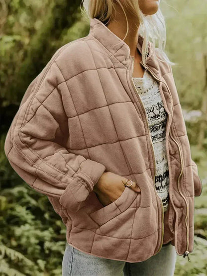 Women's Oversized Quilted Jacket Zip Up Puffer Coat Pockets 5