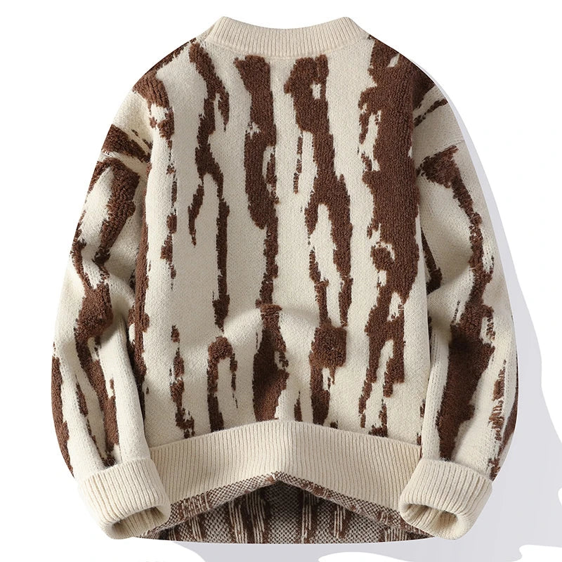 Men's Knit Sweater | Dune Pattern & Ribbed Crewneck 7