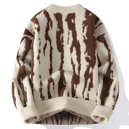 Men's Knit Sweater | Dune Pattern & Ribbed Crewneck 7