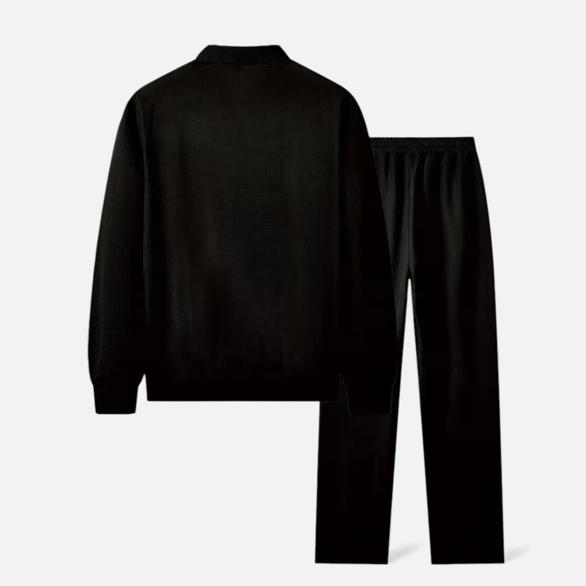 Men's Casual Two Piece Set Waffle Knit Zip Collar with Stretch Fit 24