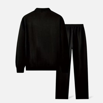 Men's Casual Two Piece Set Waffle Knit Zip Collar with Stretch Fit 24