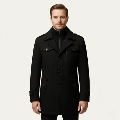 Men's Slim Fit Winter Coat Double Layered Warm Overcoat 2