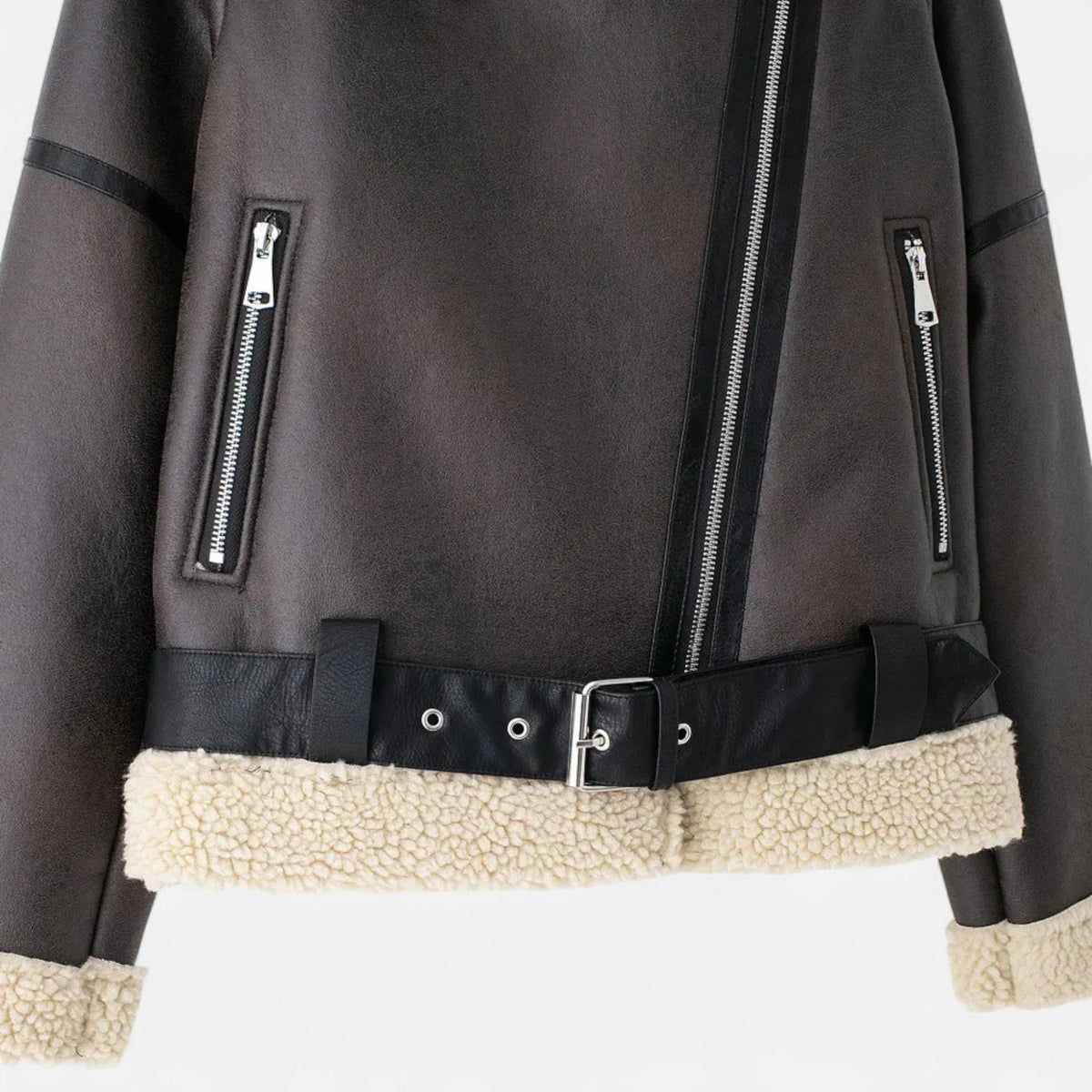 Women's Belted Jacket Fur Lined Fitted Winter Coat 8