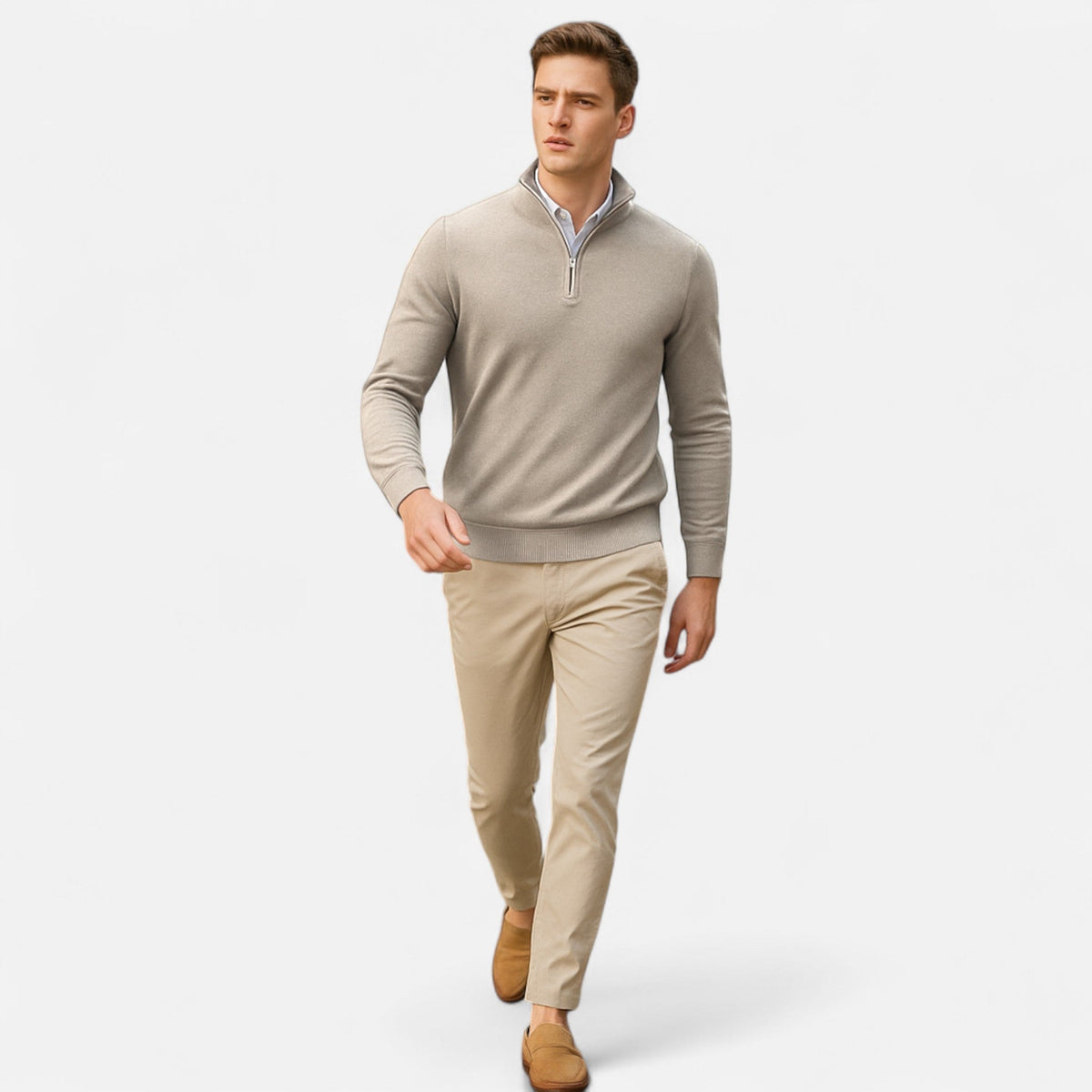 Men's Zip Up Jumper Slim Fit Lightweight Knit Sweater 2