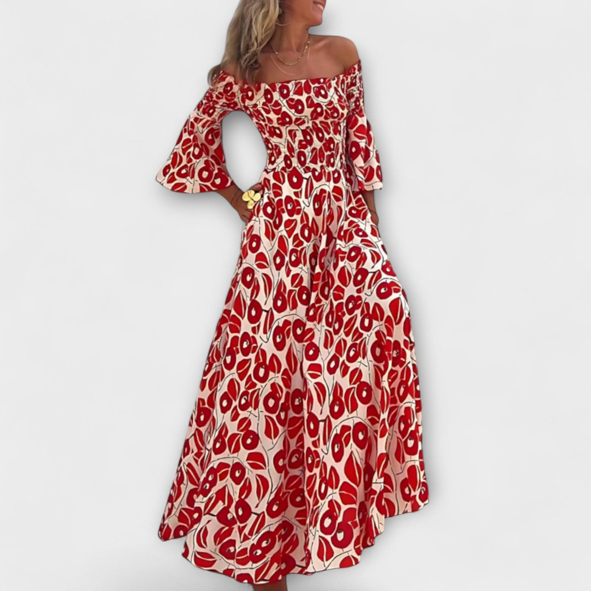 Ocean Floral Off-Shoulder Dress for Beach Days