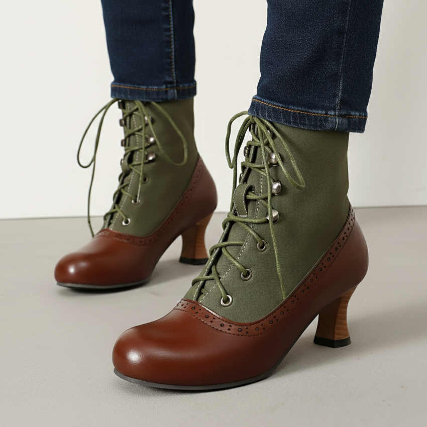 Women's Lace Up Heeled Boots Ankle Booties Secure Fit 2