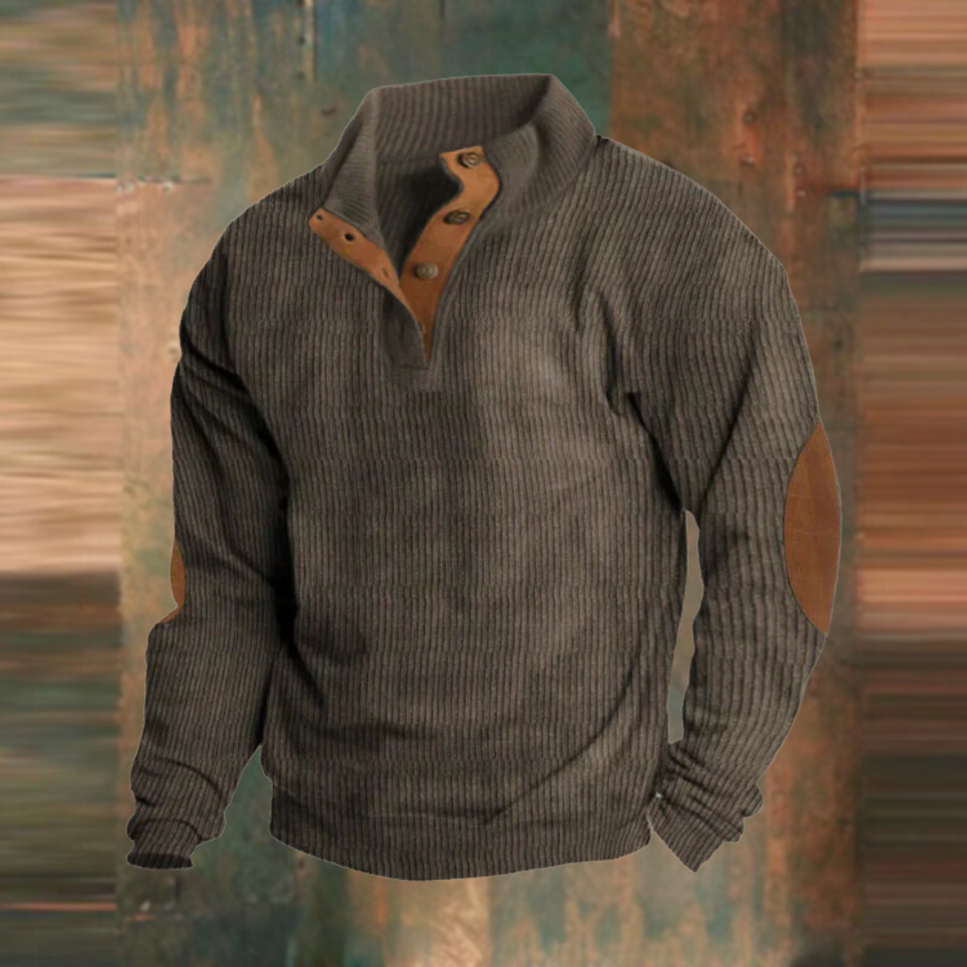Men's Sweater | Ribbed Knit & Button Collar 3