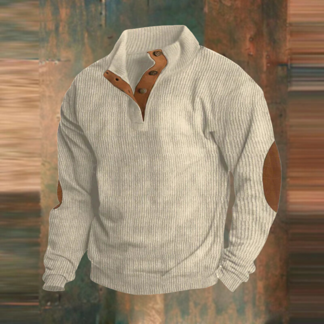 Men's Sweater | Ribbed Knit & Button Collar 4