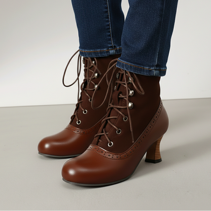 Women's Lace Up Heeled Boots Ankle Booties Secure Fit 7