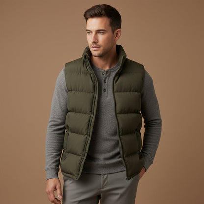 Men's Quilted Puffer Vest Slim Fit Zip Up Gilet Pockets 7