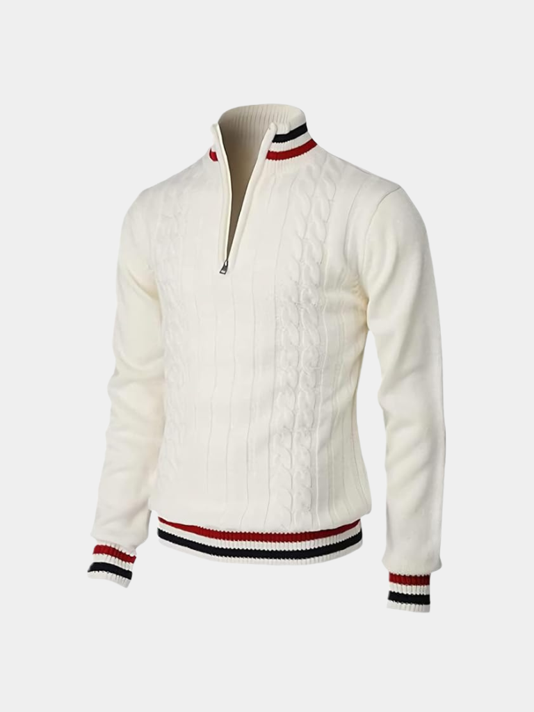 Men's Half Zip Turtleneck Jumper Modern Fit Sweater 1