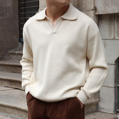 Men's V-Neck Polo Sweater | Lightweight & Comfortable 1