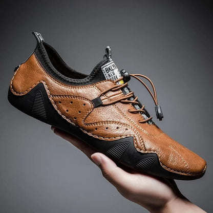 Perforated Bungee Lace Low-Top Driving Shoes for Men – Orthopedic Comfort & Style 1