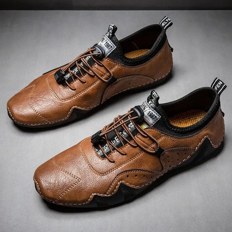 Perforated Bungee Lace Low-Top Driving Shoes for Men – Orthopedic Comfort & Style 4