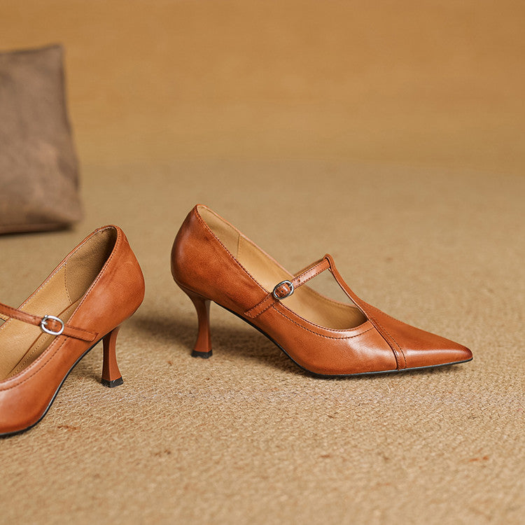 Pointed Toe T-Strap Ankle-Heels for Women – Elegant & Supportive Design 3