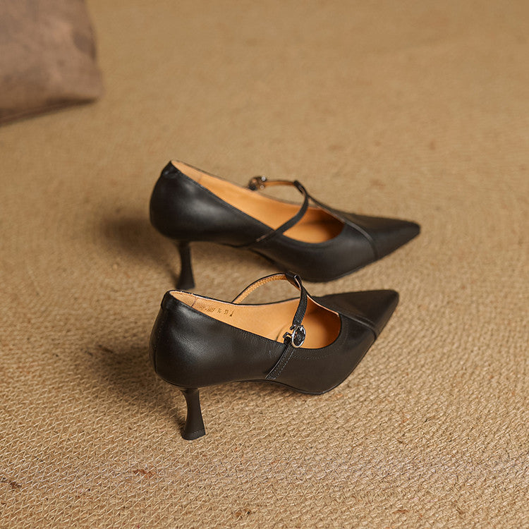 Pointed Toe T-Strap Ankle-Heels for Women – Elegant & Supportive Design 8