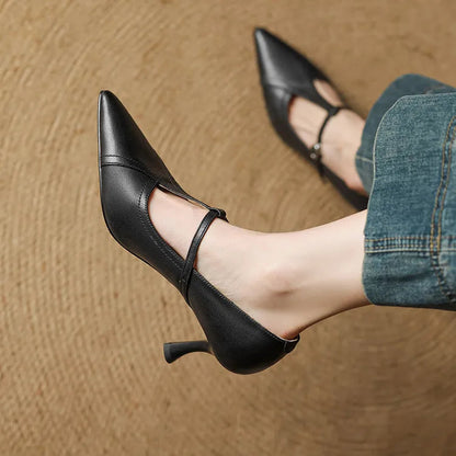 Pointed Toe T-Strap Ankle-Heels for Women – Elegant & Supportive Design 9