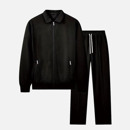 Men's Casual Two Piece Set Waffle Knit Zip Collar with Stretch Fit 16