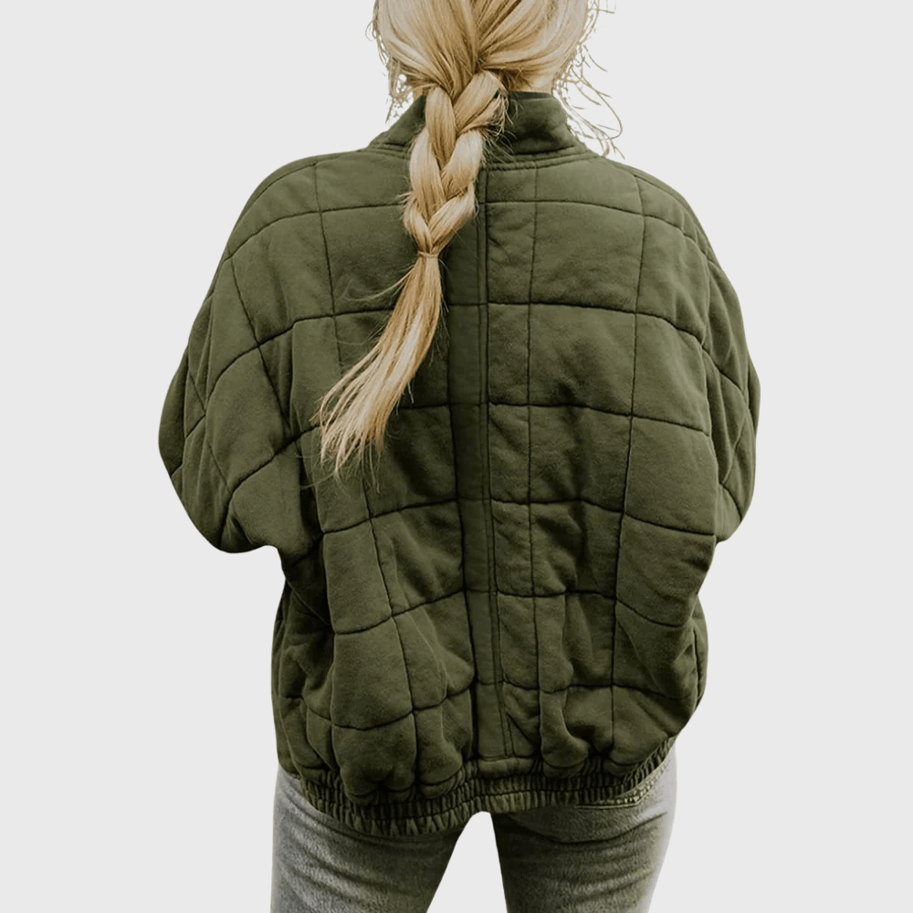 Women's Oversized Quilted Jacket Zip Up Puffer Coat Pockets 6