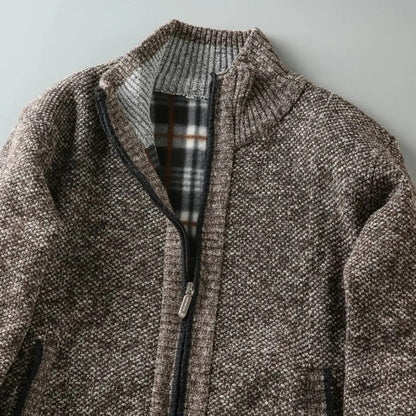 Men's Plaid Shirt Jacket Full Zip Ribbed Collar with Brushed Lining 2
