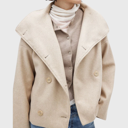 Women's Double Breasted Short Coat Lightly Lined Tailored Fit 3