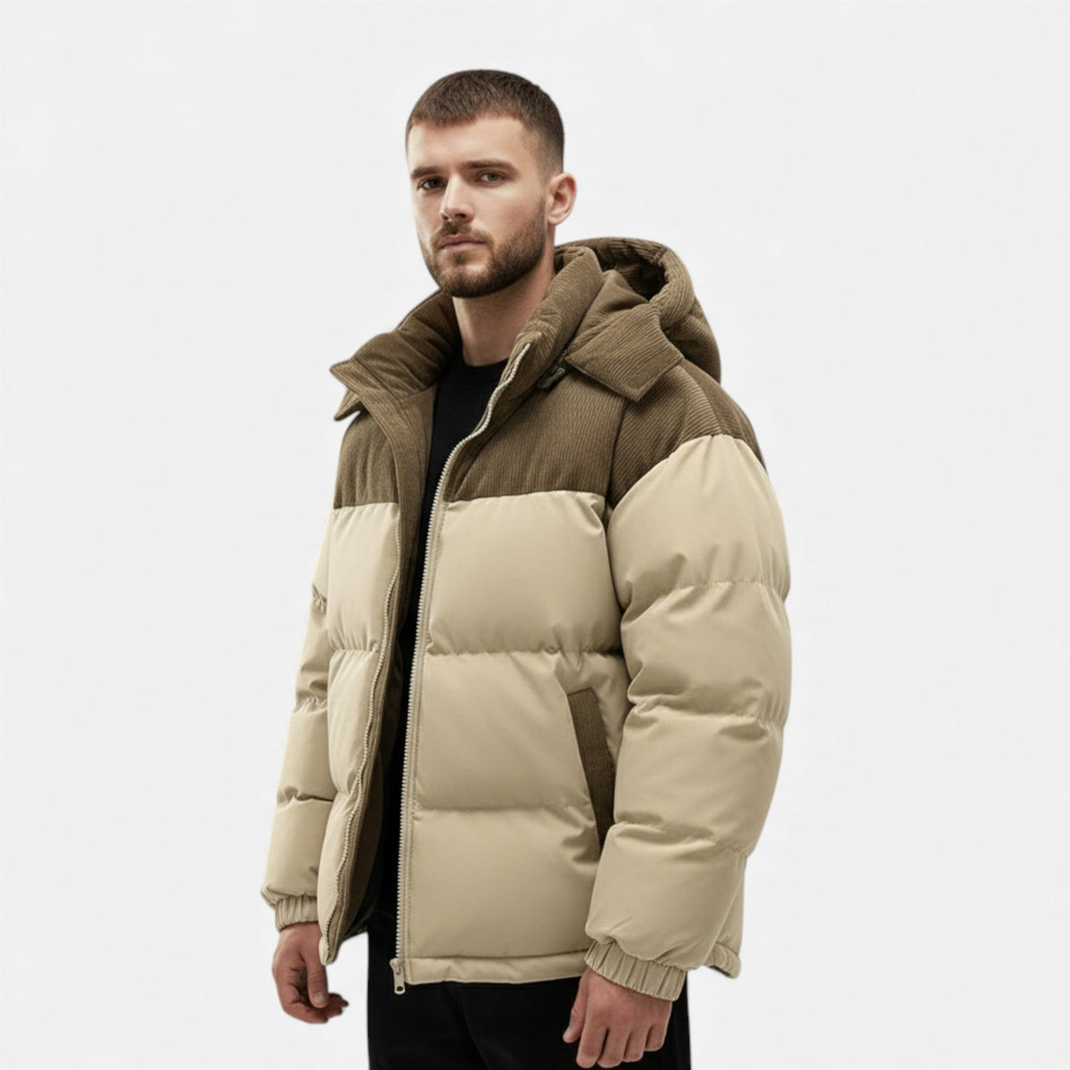 Men's Insulated Winter Jacket Removable Hood Stand Collar 2