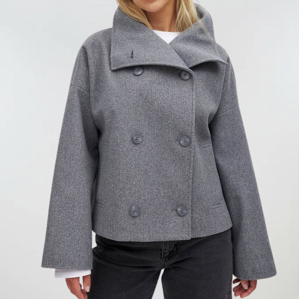 Women's Double Breasted Short Coat Lightly Lined Tailored Fit 9