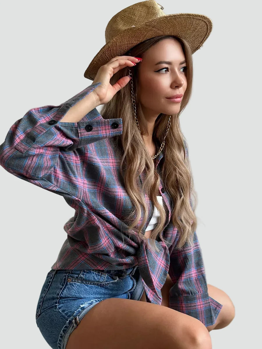 Women's Plaid Flannel Shirt | Oversized Fit for Autumn 5