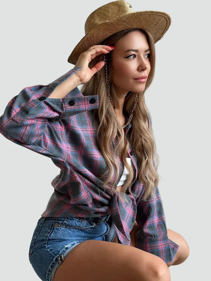 Women's Plaid Flannel Shirt | Oversized Fit for Autumn 5