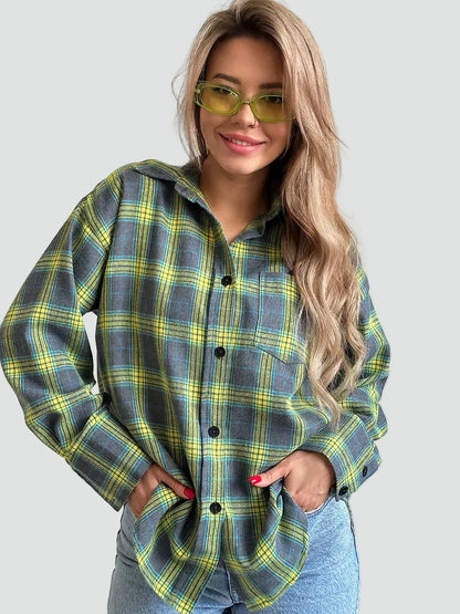 Women's Plaid Flannel Shirt | Oversized Fit for Autumn 1
