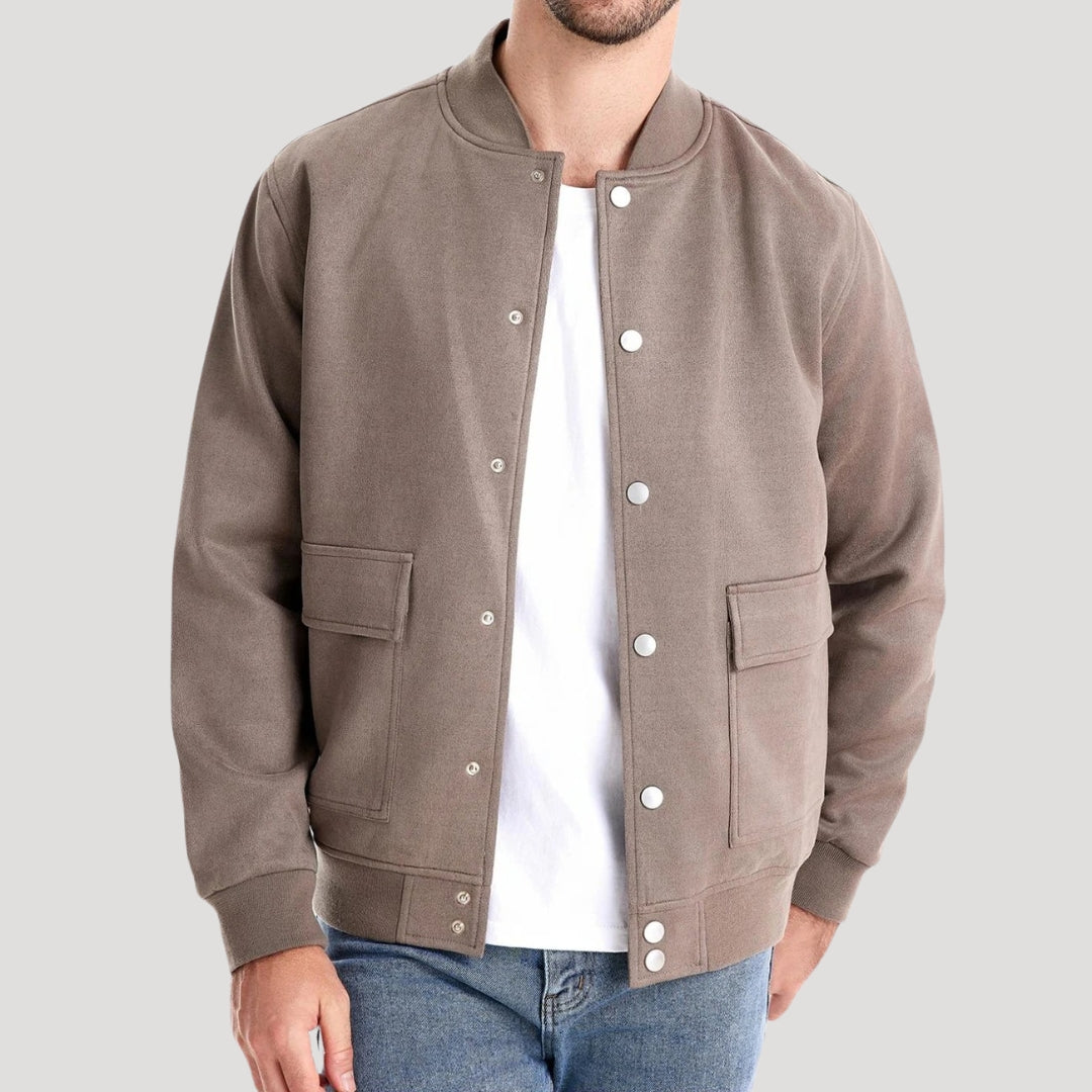Men's Varsity Bomber Jacket Ribbed Cuffs Side Pockets 1